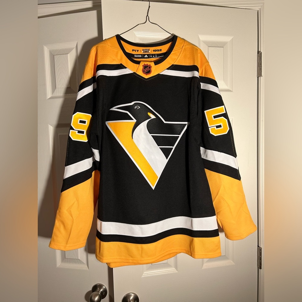 Adidas Pittsburgh Penguins Reverse Retro Jake Guentzel Hockey Jersey Size 46